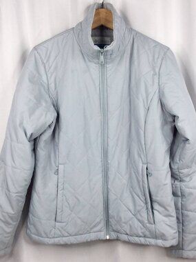 Columbia Quilted Puffer Jacket Womens Size Medium Gray Full Zip